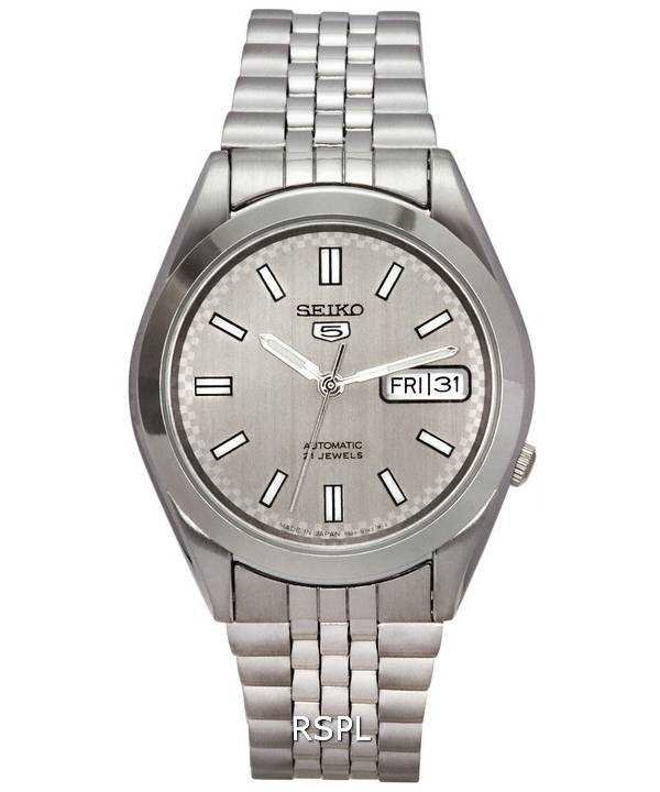 Orologio da uomo Seiko 5 in acciaio inossidabile con quadrante argentato automatico SNXB65 SNXB65J5 SNXB65J