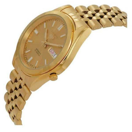 Orologio da uomo automatico Seiko 5 tono oro Jubilee con quadrante dorato 21 gioielli SNXC38J5