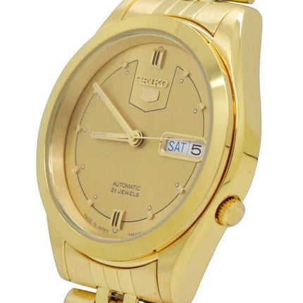 Orologio da uomo automatico Seiko 5 tono oro Jubilee con quadrante dorato 21 gioielli SNXC50J5