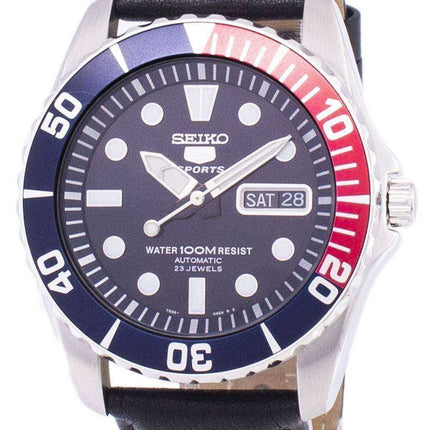 Orologio da uomo automatico in pelle nera SNZF15K1-LS10 con rapporto automatico sportivo Seiko 5