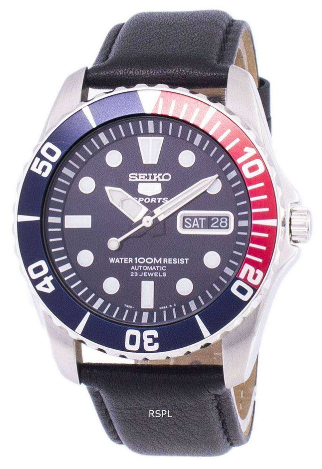 Orologio da uomo automatico in pelle nera SNZF15K1-LS10 con rapporto automatico sportivo Seiko 5
