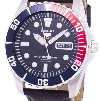 Orologio da uomo automatico Seiko 5 rapporti in pelle marrone scuro SNZF15K1-LS11