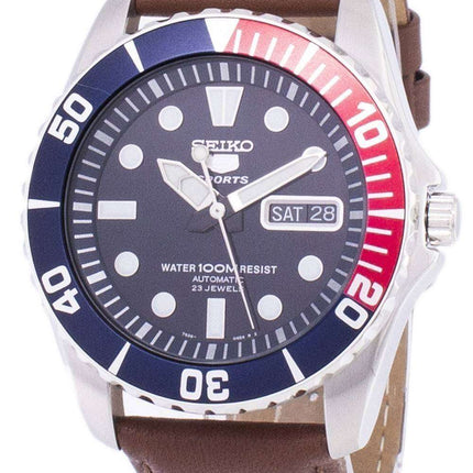 Orologio da uomo con quadrante automatico sportivo Seiko 5 in pelle marrone SNZF15K1-LS12