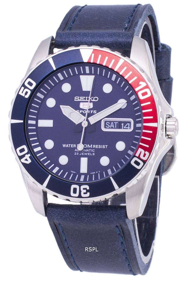 Seiko 5 Sports SNZF15K1-LS13 Orologio da uomo automatico cinturino in pelle blu scuro