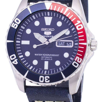 Seiko 5 Sports SNZF15K1-LS15 Orologio da uomo automatico cinturino in pelle blu scuro