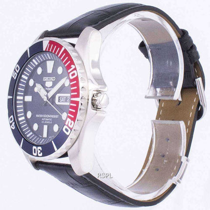 Orologio da uomo con quadrante automatico sportivo Seiko 5 in pelle nera SNZF15K1-LS6