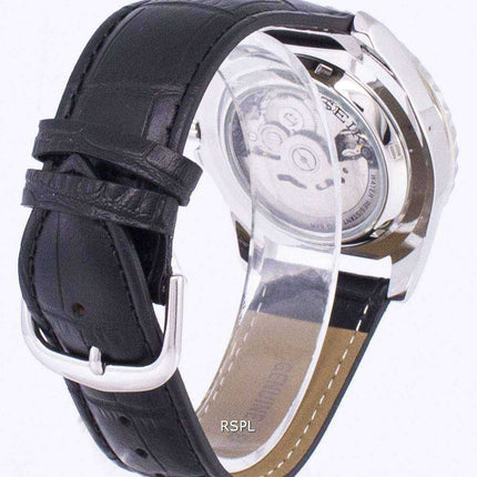 Orologio da uomo con quadrante automatico sportivo Seiko 5 in pelle nera SNZF15K1-LS6