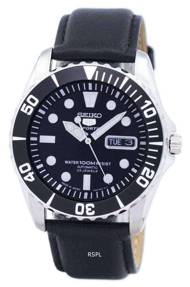 Orologio da uomo automatico Seiko 5 con cinturino e quadrante nero 23 SNZF17J1-LS10 Orologio da uomo