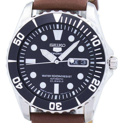 Orologio da uomo automatico Seiko 5 con cinturino in pelle con quadrante marrone 23 SNZF17J1-LS12
