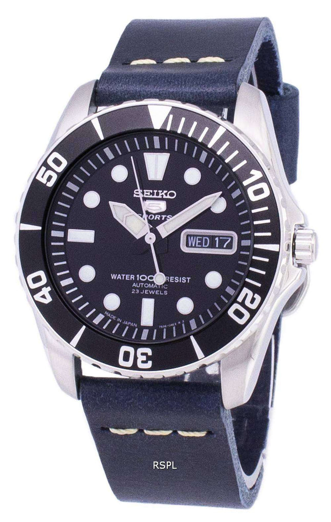 Seiko 5 Sports SNZF17J1-LS15 Orologio da uomo automatico cinturino in pelle blu scuro