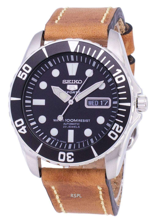 Seiko 5 Sports SNZF17J1-LS17 Orologio da uomo automatico cinturino in pelle marrone giapponese