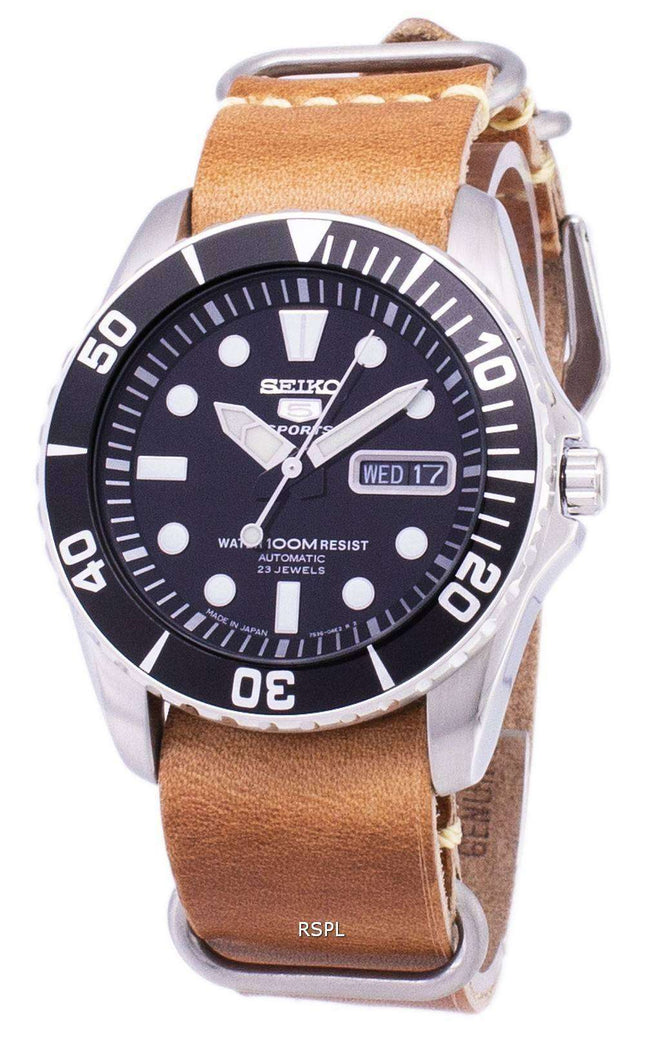Seiko 5 Sports SNZF17J1-LS18 Orologio da uomo automatico cinturino in pelle marrone giapponese