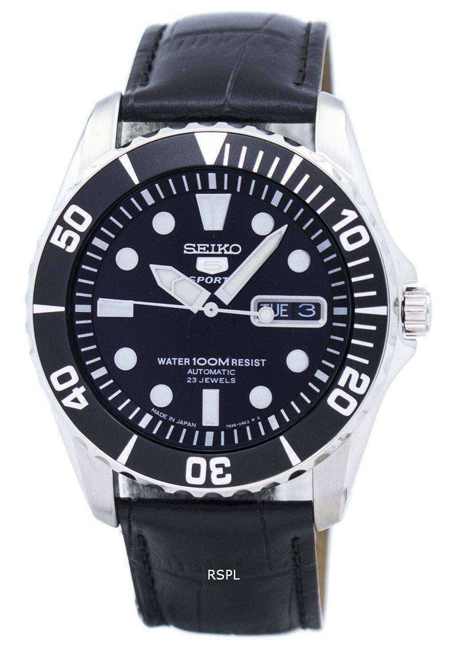 Orologio da uomo automatico Seiko 5 con cinturino e quadrante nero 23 SNZF17J1-LS6 Orologio da uomo