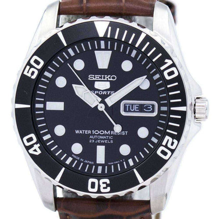 Orologio da uomo automatico Seiko 5 con rapporto 23 in pelle marrone SNZF17J1-LS7 Orologio da uomo