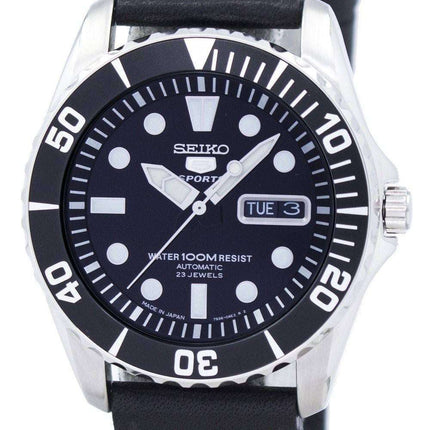 Orologio da uomo automatico Seiko 5 con cinturino e quadrante nero 23 SNZF17J1-LS8 da uomo