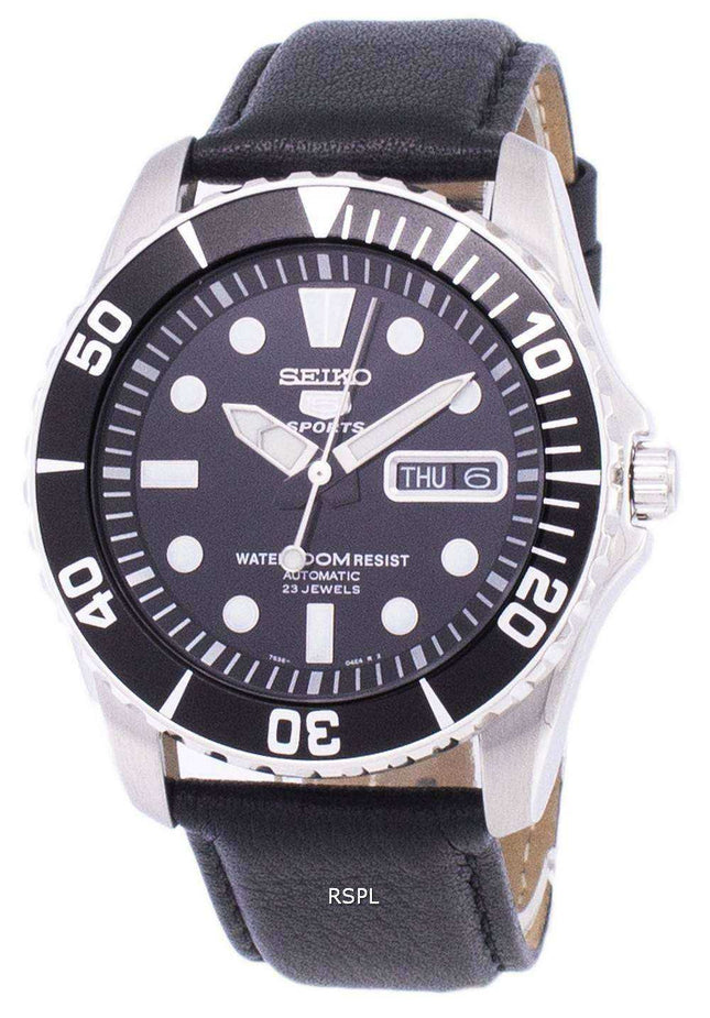 Orologio da uomo automatico in pelle nera SNZF17K1-LS10 con rapporto automatico sportivo Seiko 5