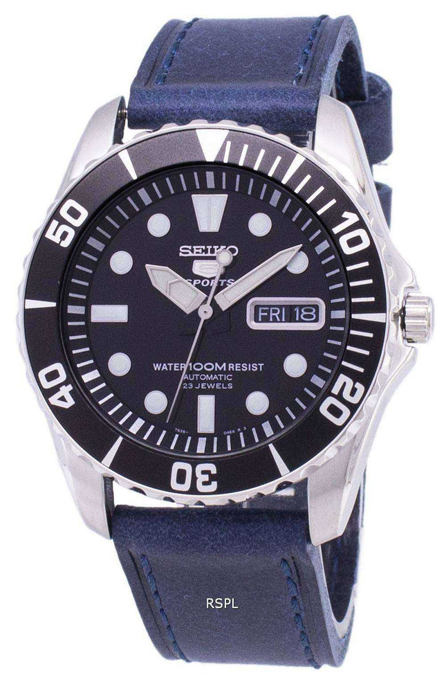 Seiko 5 Sports SNZF17K1-LS13 Orologio da uomo automatico cinturino in pelle blu scuro