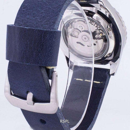 Orologio da uomo Seiko 5 Sports SNZF17K1-var-LS15 automatico con cinturino in pelle blu scuro, ricondizionato