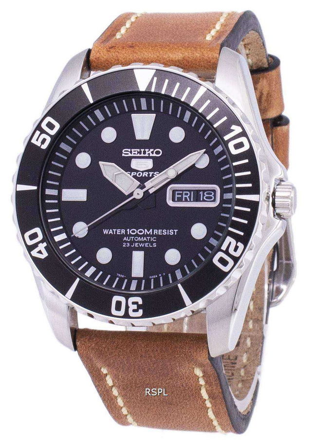 Seiko 5 Sports SNZF17K1-LS17 Orologio da uomo automatico cinturino in pelle marrone