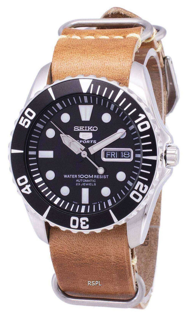 Seiko 5 Sports SNZF17K1-LS18 Orologio da uomo automatico cinturino in pelle marrone