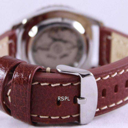Orologio da uomo con quadrante automatico sportivo Seiko 5 in pelle marrone SNZF17K1-LS1