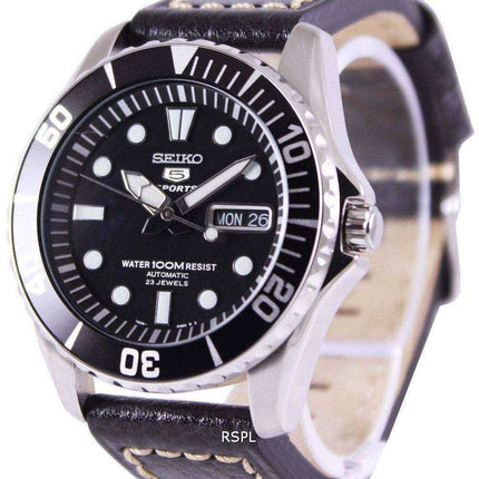 Orologio da uomo automatico in pelle nera SNZF17K1-LS2 con rapporto automatico sportivo Seiko 5
