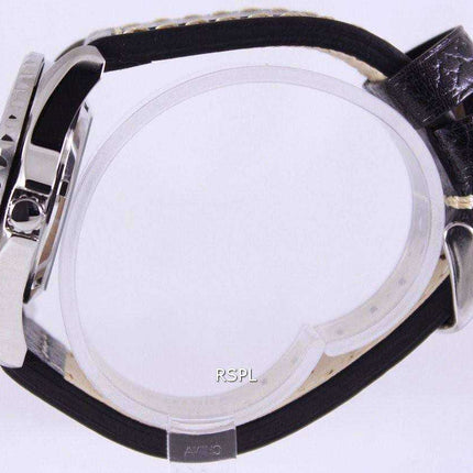 Orologio da uomo automatico in pelle nera SNZF17K1-LS2 con rapporto automatico sportivo Seiko 5