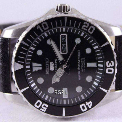 Orologio da uomo automatico in pelle nera SNZF17K1-LS2 con rapporto automatico sportivo Seiko 5