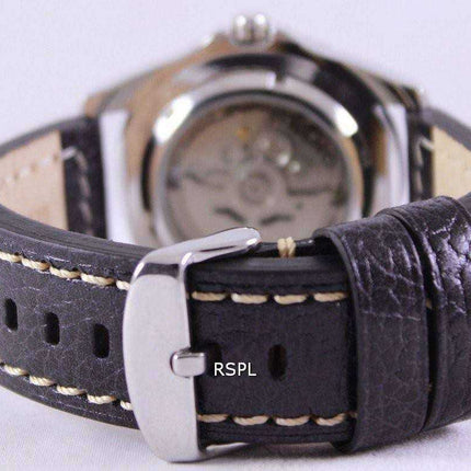 Orologio da uomo automatico in pelle nera SNZF17K1-LS2 con rapporto automatico sportivo Seiko 5