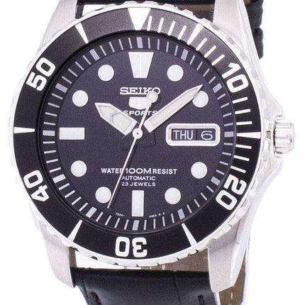 Orologio da uomo automatico in pelle nera SNZF17K1-LS6 con rapporto automatico sportivo Seiko 5