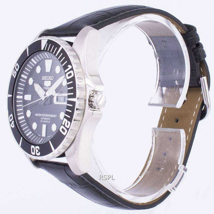 Orologio da uomo automatico in pelle nera SNZF17K1-LS6 con rapporto automatico sportivo Seiko 5