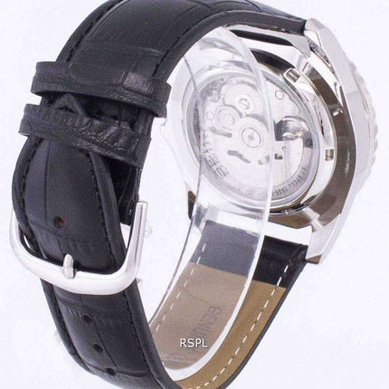 Orologio da uomo automatico in pelle nera SNZF17K1-LS6 con rapporto automatico sportivo Seiko 5
