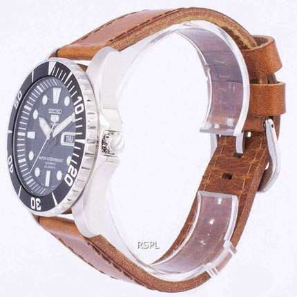 Orologio da uomo con quadrante automatico sportivo in pelle marrone di Seiko 5 Sport SNZF17K1-LS9