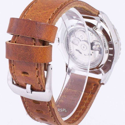 Orologio da uomo con quadrante automatico sportivo in pelle marrone di Seiko 5 Sport SNZF17K1-LS9