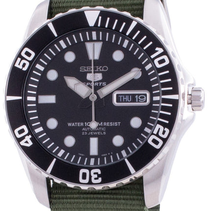 Orologio da uomo automatico Seiko 5 con quadrante nero SNZF17K1-var-NATO9 100M