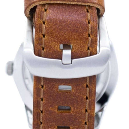 Orologio da uomo con quadrante in pelle marrone con quadrante in pelle, modello giapponese, realizzato in vera pelle da sport, S