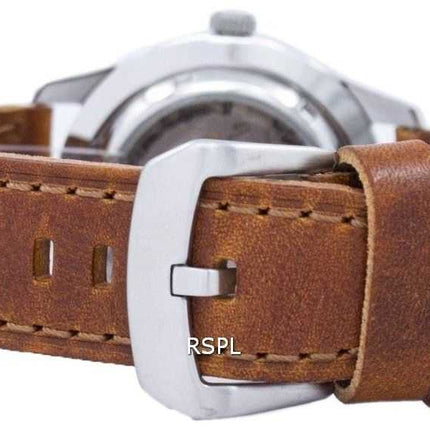 Orologio da uomo con quadrante in pelle marrone con quadrante in pelle, modello giapponese, realizzato in vera pelle da sport, S