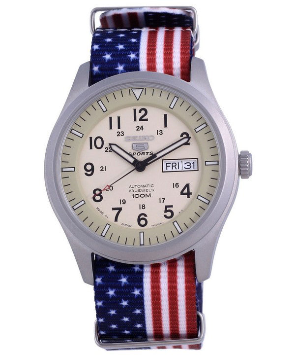 Seiko 5 Sports Military Automatic Japan Made SNZG07J1-var-NATO27 100M Orologio da uomo
