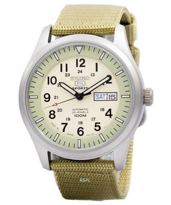 Orologio da uomo Seiko 5 Military Automatic Sports ricondizionato, prodotto in Giappone, SNZG07 SNZG07J1 SNZG07J