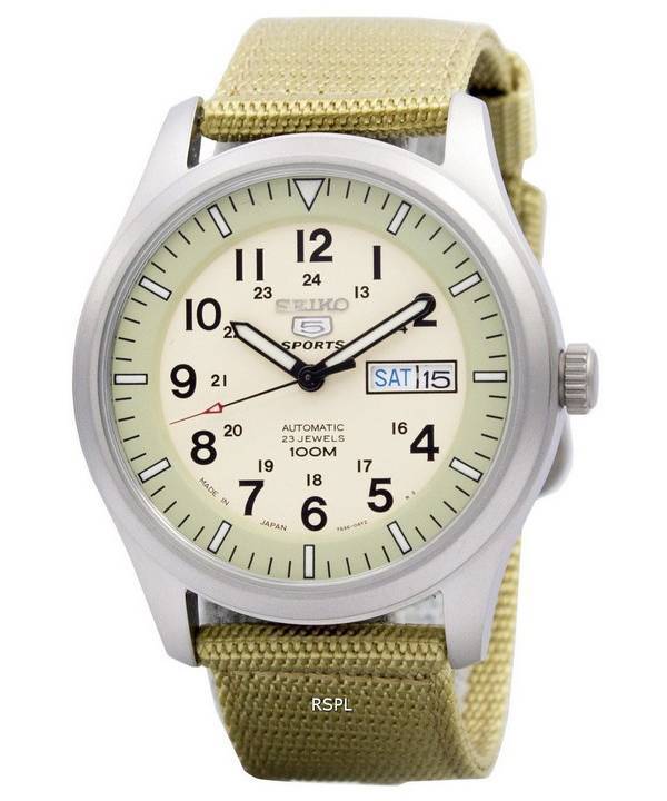 Orologio da uomo Seiko 5 Military Automatic Sports ricondizionato, prodotto in Giappone, SNZG07 SNZG07J1 SNZG07J