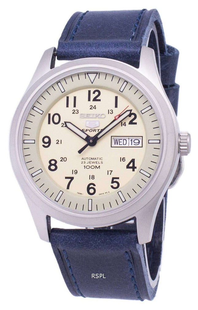 Seiko 5 Sports SNZG07K1-LS13 Orologio da uomo automatico cinturino in pelle blu scuro