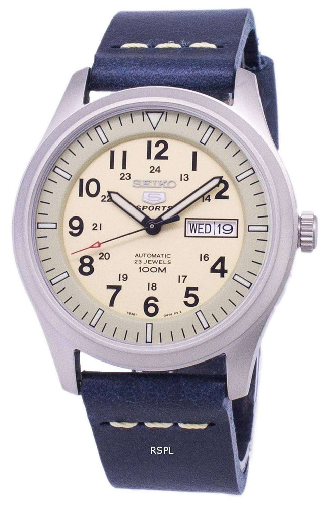 Seiko 5 Sports SNZG07K1-LS15 Orologio da uomo automatico cinturino in pelle blu scuro