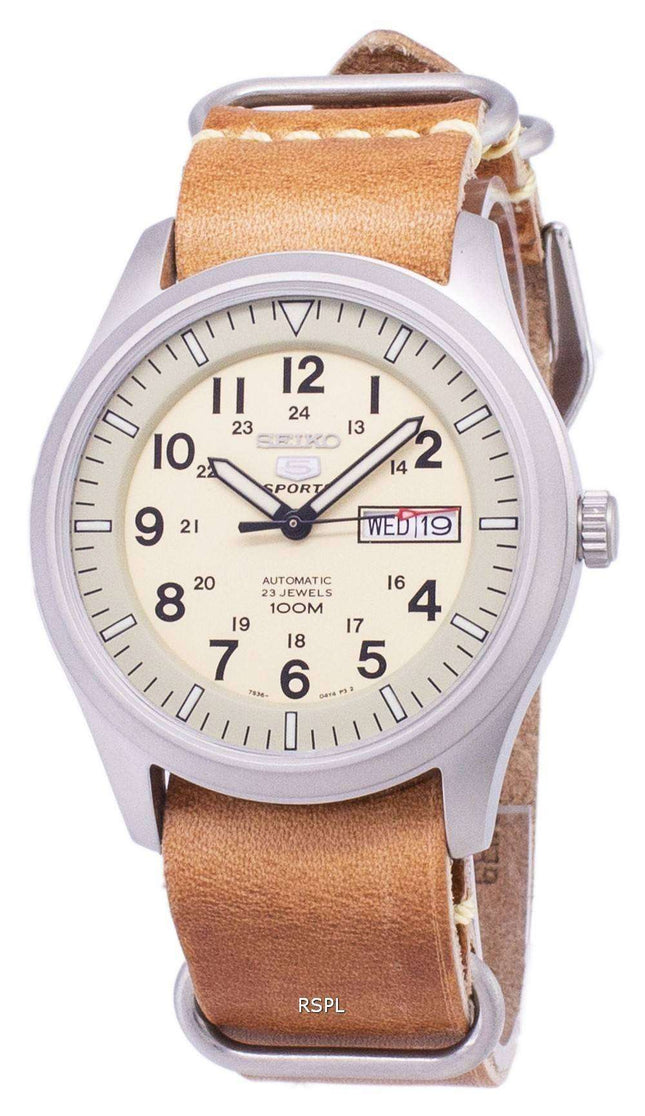 Seiko 5 Sports SNZG07K1-LS18 Orologio da uomo automatico cinturino in pelle marrone