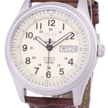 Orologio da uomo con quadrante automatico in pelle marrone Seiko 5 Sports SNZG07K1-LS7