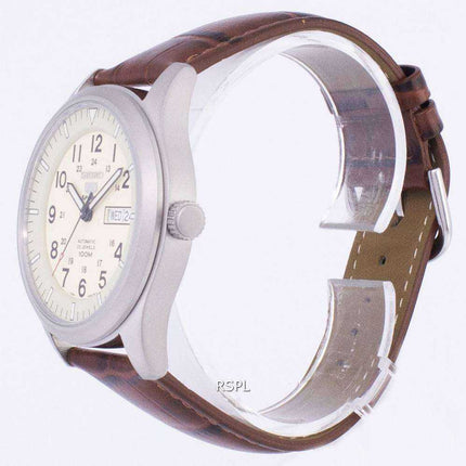 Orologio da uomo con quadrante automatico in pelle marrone Seiko 5 Sports SNZG07K1-LS7
