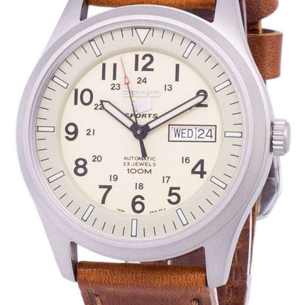 Orologio da uomo SNKG07K1-LS9 in pelle marrone con rapporto automatico sportivo Seiko 5