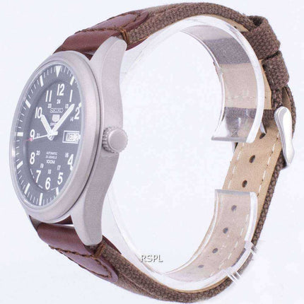 Orologio da uomo automatico con cinturino in tela realizzato in Giappone con cinturino in pelle da uomo Seiko 5 SNZG09J1-NS1