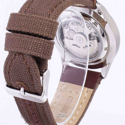 Orologio da uomo automatico con cinturino in tela realizzato in Giappone con cinturino in pelle da uomo Seiko 5 SNZG09J1-NS1