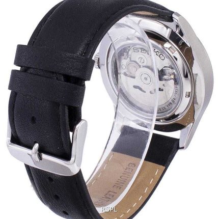 Orologio da uomo automatico in pelle con quadrante nero in pelle con quadrante in Giappone, marca Seiko 5 Sports, modello SNZG09
