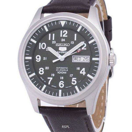 Orologio da uomo automatico in pelle marrone scuro SNZG09J1-LS11 di Seiko 5 Sports